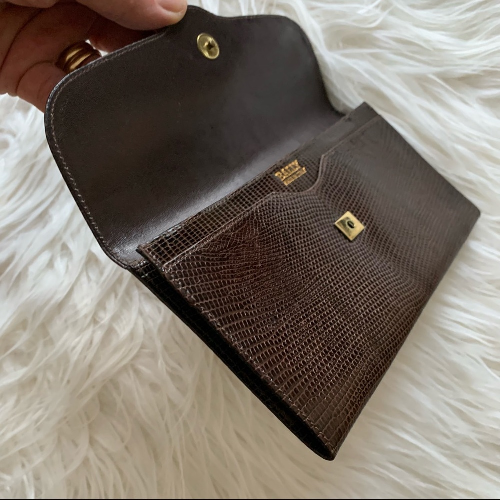 Vintage Bally Genuine Lizard Wallet Chocolate Brown Made in Italy - Picture 3 of 15